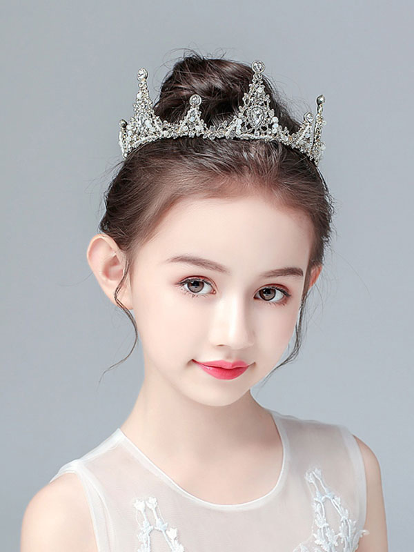 Flower Girl Headpieces Black Pearls Accessory Metal Kids Hair Accessories