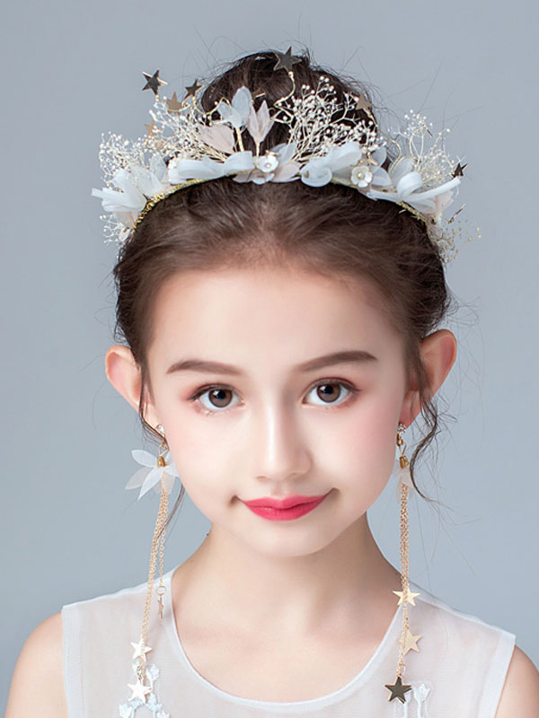 Flower Girl Headpieces Pink Pearls Accessory Metal Hair Accessories For