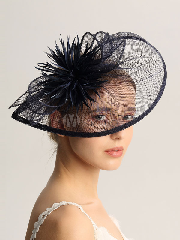 Dark Navy Wedding Headpiece Feather Hair Accessories For Bride