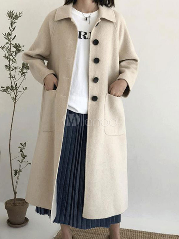 チェスターコート アイボリー 無地 ポリエステル 女性上着 レディース