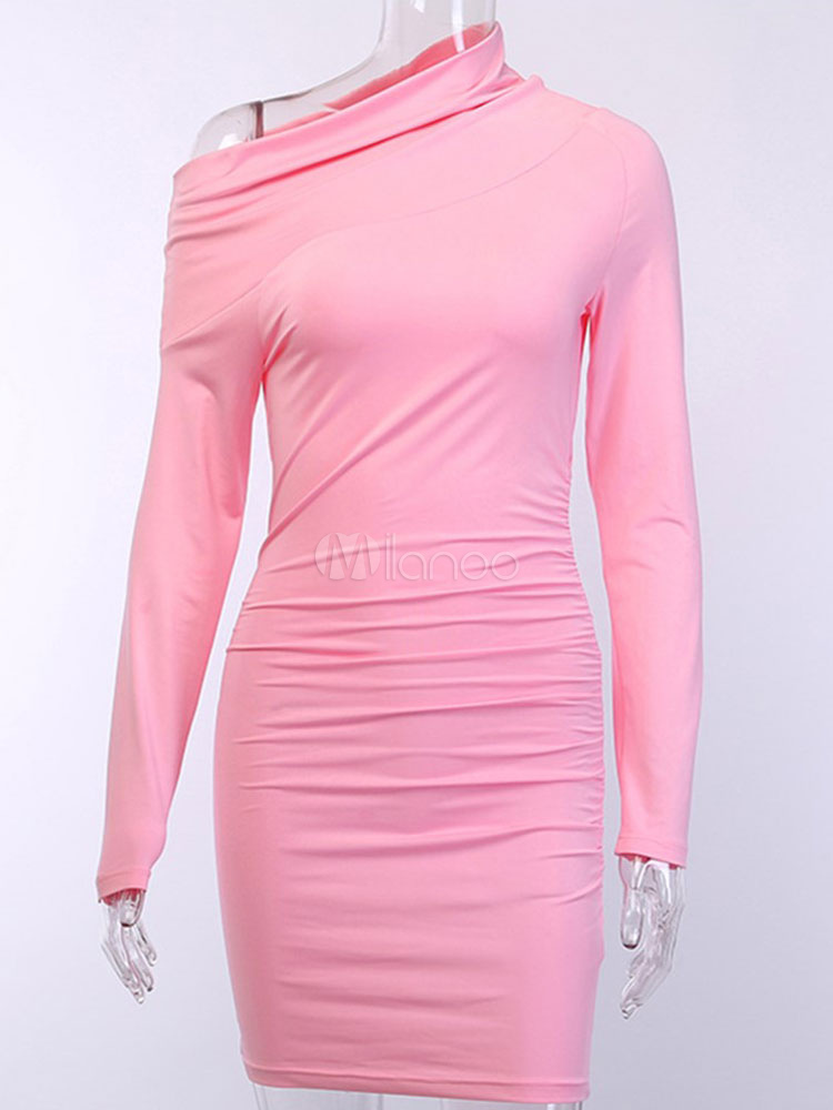 Sexy Club Dress One Shoulder Long Sleeves Going Out Dresses