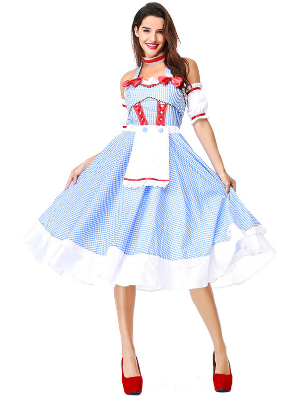 プリンセス 女性用 貴族ドレス 中世 ドレス ベビーブルー ポリエステル マルディグラ アームウェア チョーカー ドレス メイド 中世 ドレス 貴族ドレス ヨーロッパ 宮廷風 レトロ Milanoo Jp