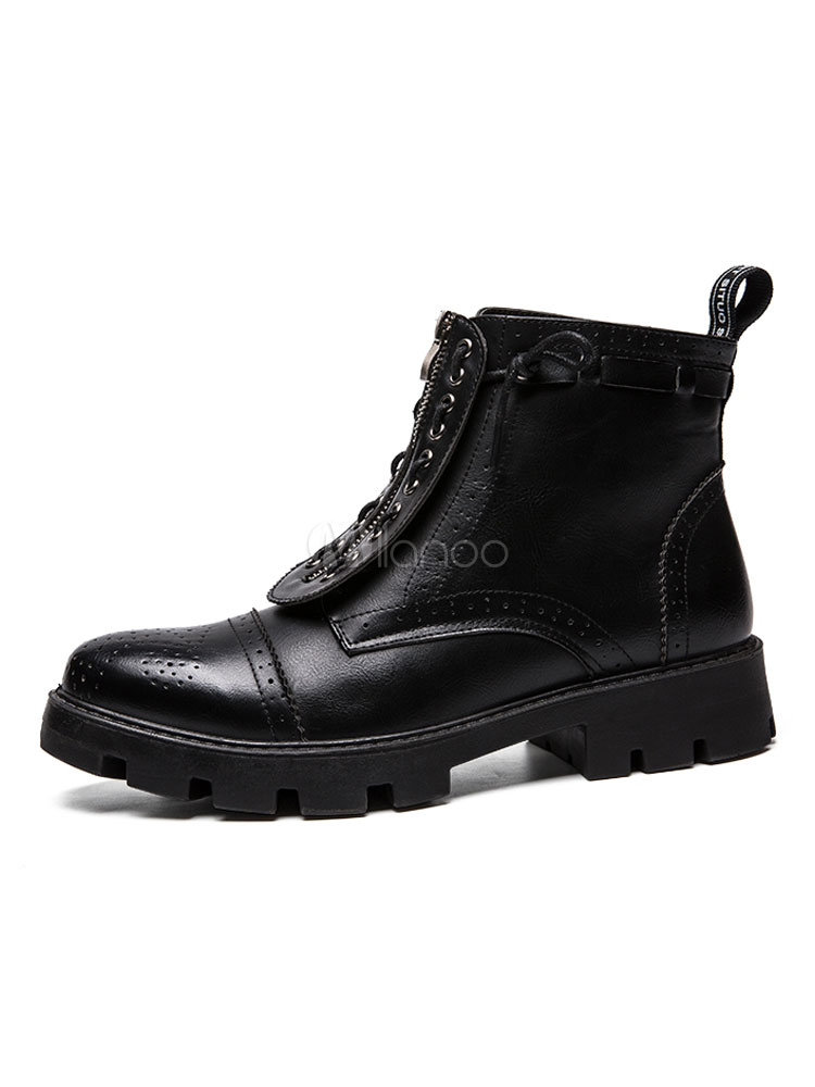 Martin Mens Boots Comfortable Round Toe Ankle Boots - Milanoo.com