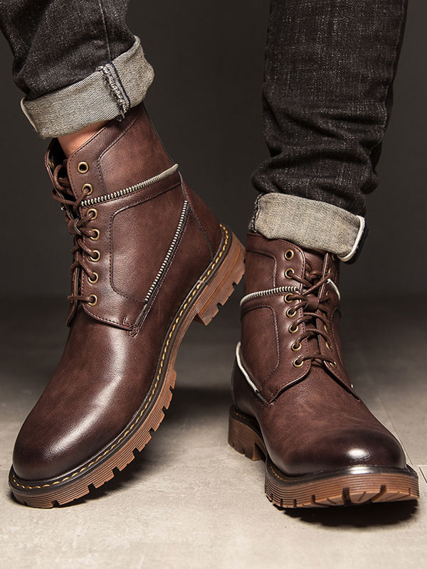 mens leather lace up boot