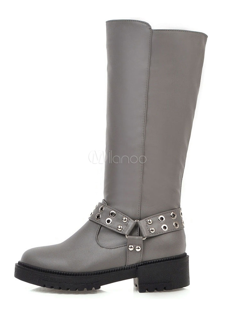 low calf buckle boots