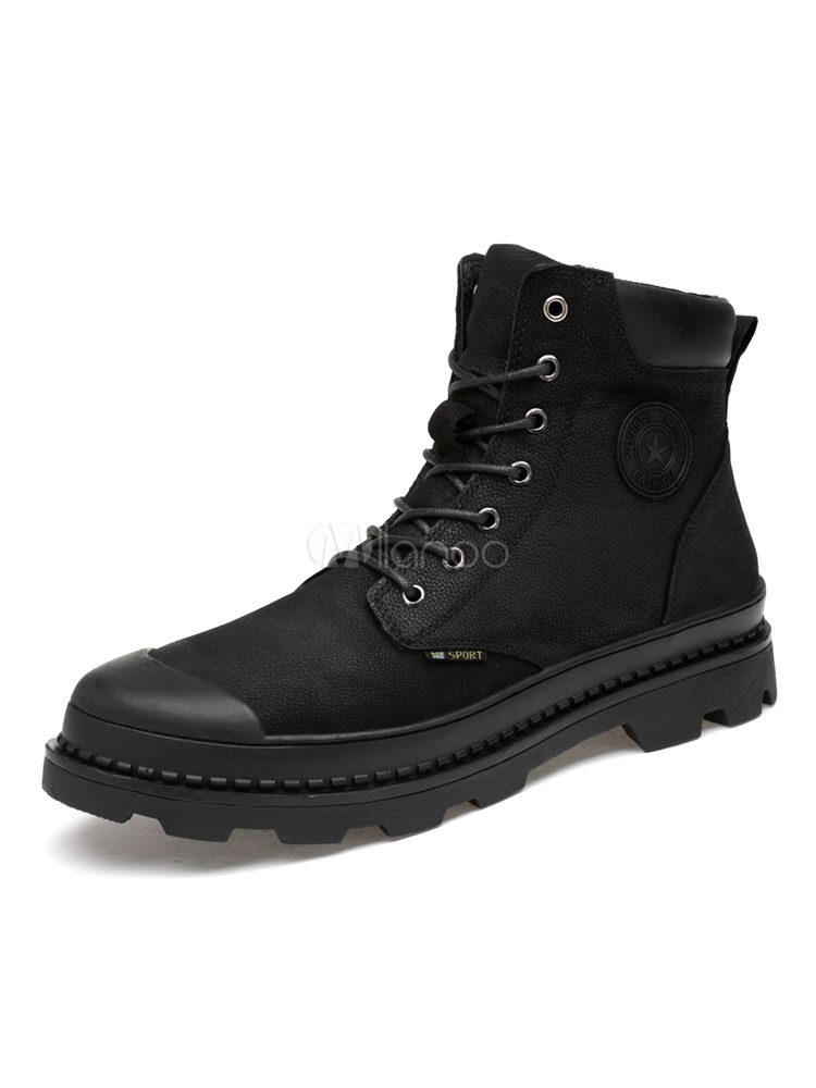 Men's Martin Boots Round Toe Lace Up Shoes For Winter - Milanoo.com