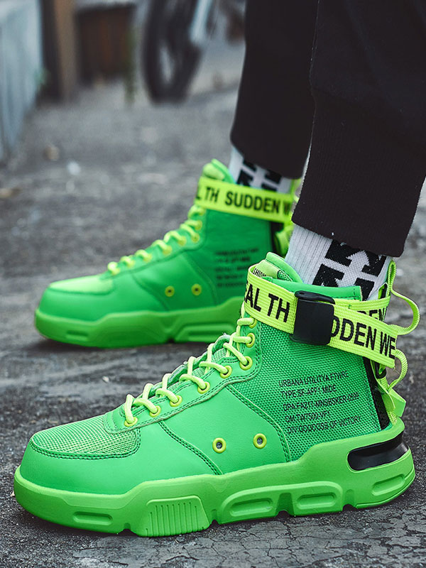 Mens High Top Sports Sneakers Athletic Running Shoes with Buckle