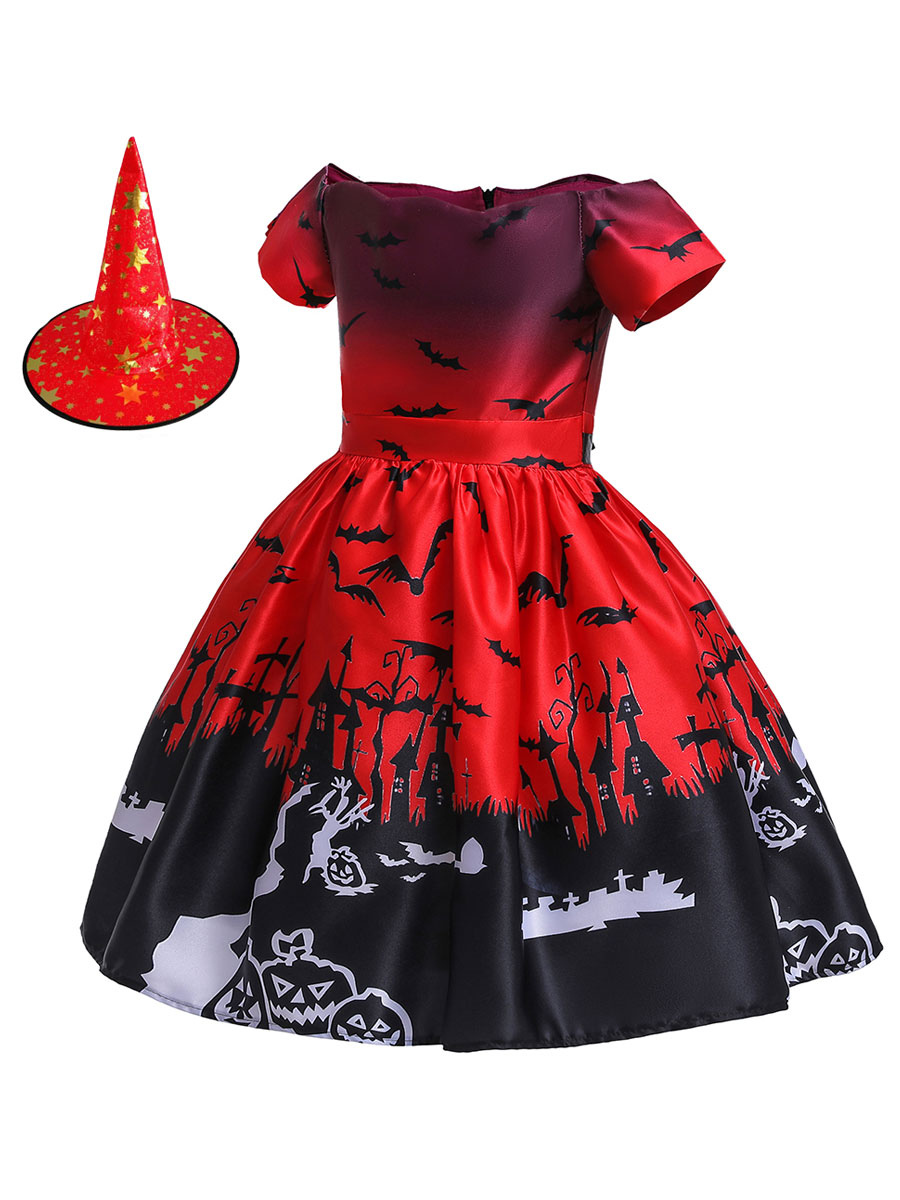 Carnival Costumes For Kids Castle Bat Oragnge Red Skater Dress ...