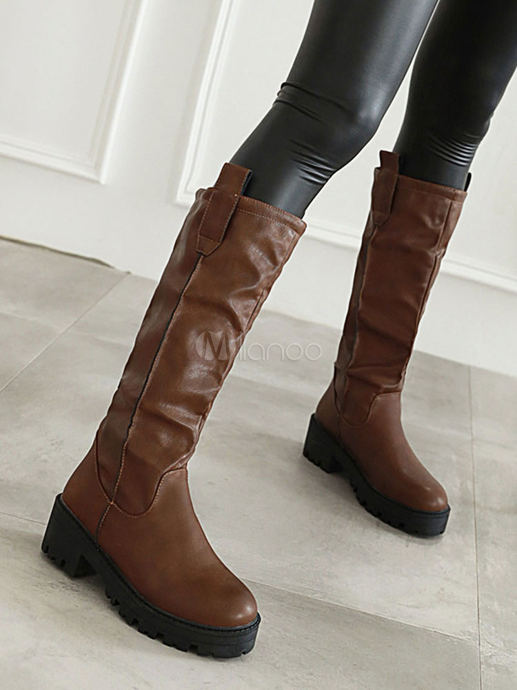 wide calf boots with block heel