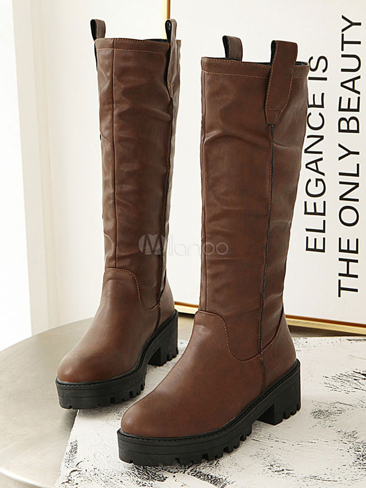 block heel calf length boots