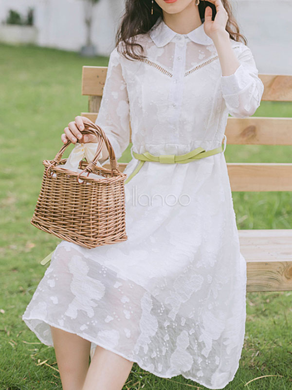 スケーターワンピース 七分袖 ひざ丈 ホワイト スケータードレス レース レディースワンピース 折り襟 セクシー レディースファッション Milanoo Jp スケーターワンピース 七分袖 ひざ丈 ホワイト スケータードレス レース レディースワンピース 折り襟 セクシー レディースファッション Milanoo Jp