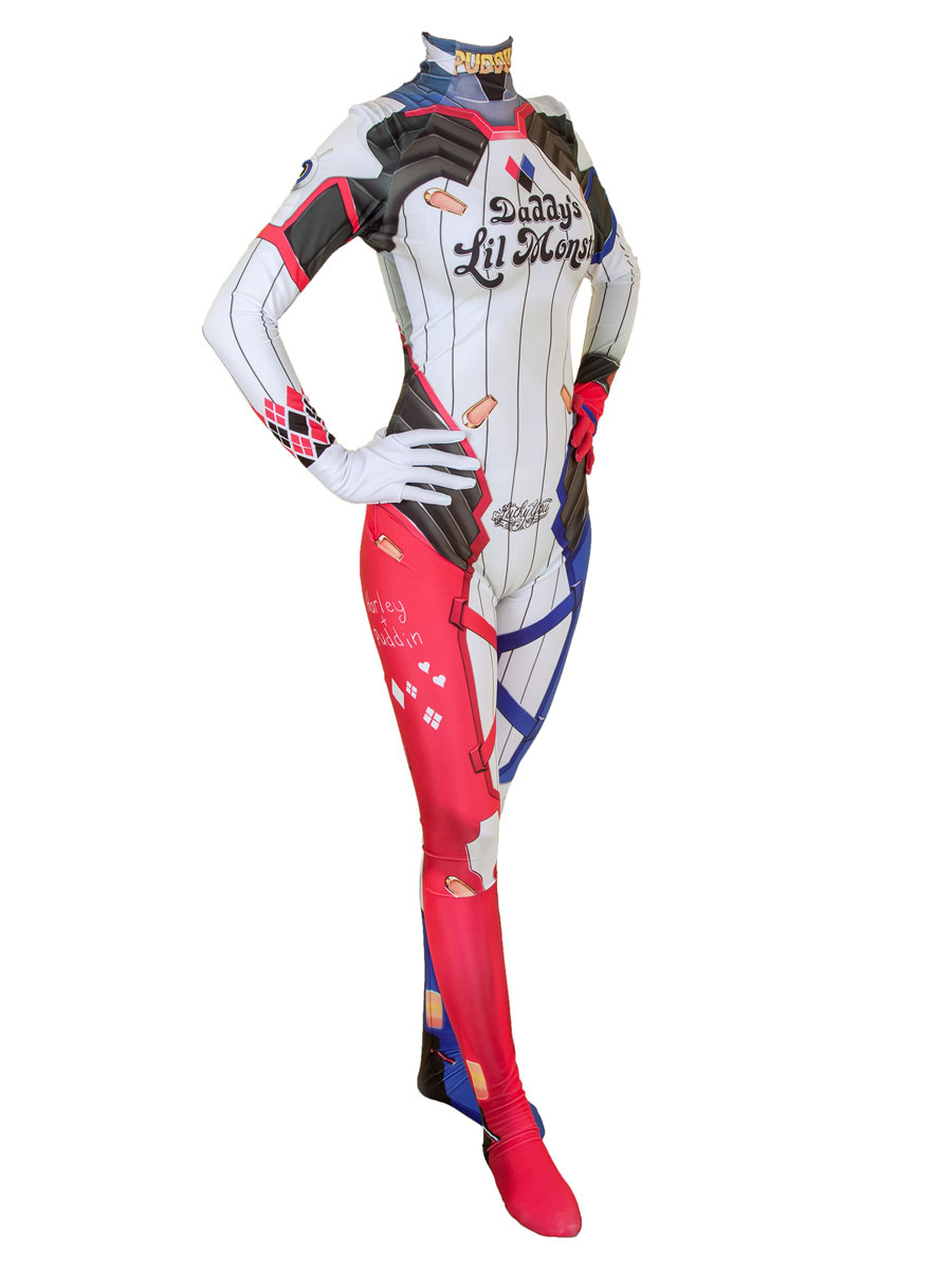 Suicide Squad Cosplay Harley Quinn Red Lycra Spandex Leotard Dc Comics Cosplay Costume