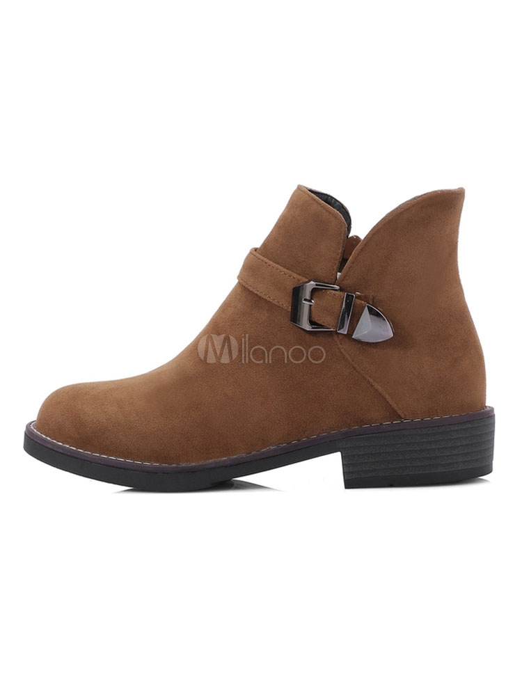 round toe flat booties