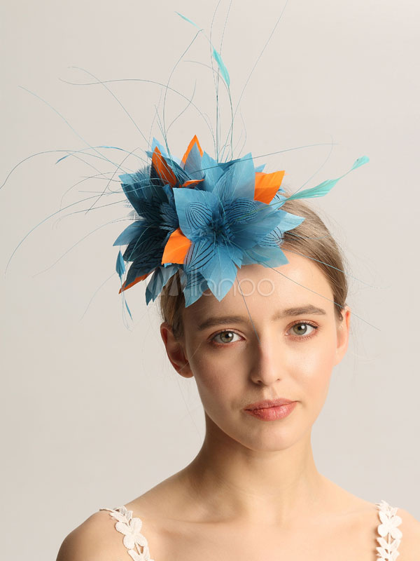 Blue Wedding Headpieces Feather Hair Accessories For Bride