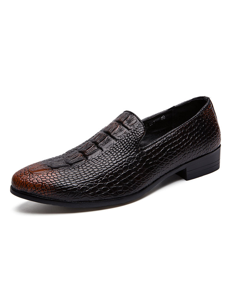 Zapatos de hombre | Zapatos de vestir para hombre Moda Slip-On con patrón de cocodrilo de punta redonda - TX80307