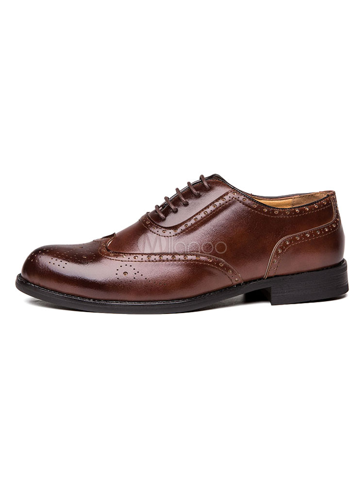 Man's Dress Shoes Stylish Pointed Toe Lace Up Oxfords - Milanoo.com
