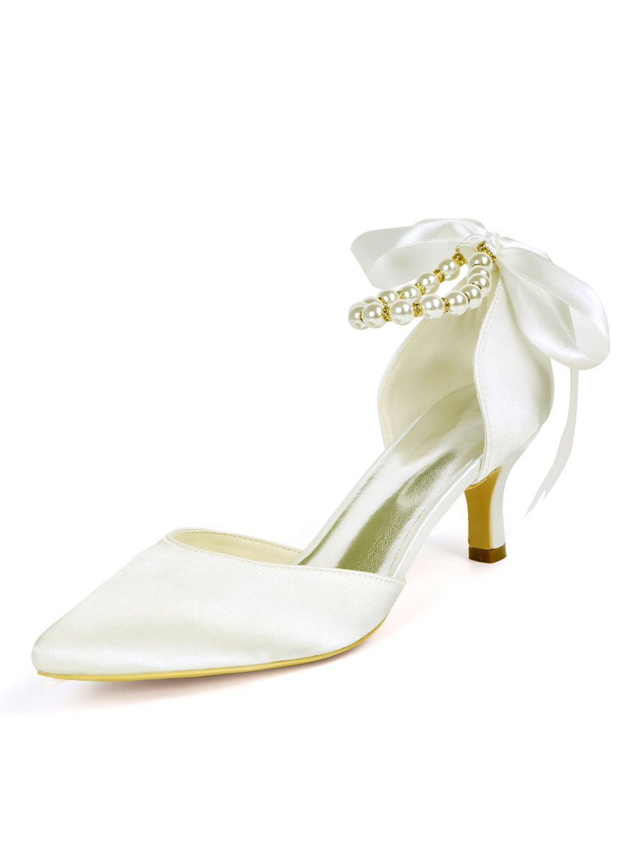 Chaussures Chaussures de Circonstance | Chaussures de mariage pour femme Chaussures de mariée en satin avec perles et bout pointu - SR32212