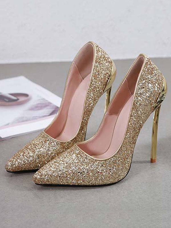 Gold Prom Heels Glitter High Heel Party 