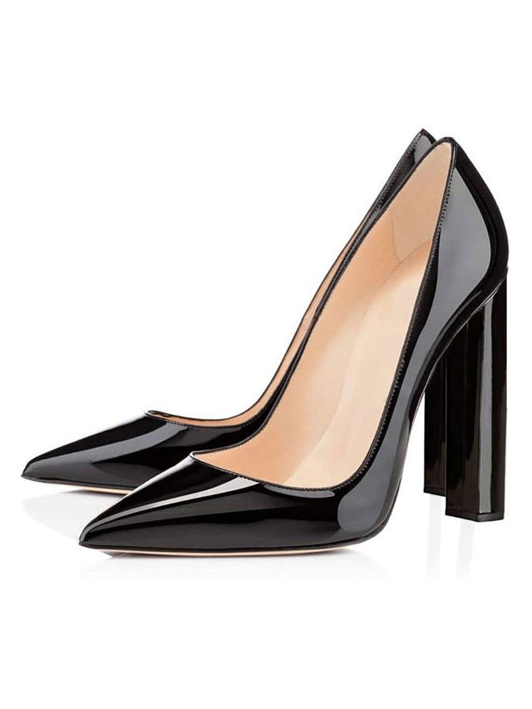 Zapatos de Mujer | Tacones altos para mujer Slip-On Punta puntiaguda Tacón grueso Bombas sexy Negro - VL75435
