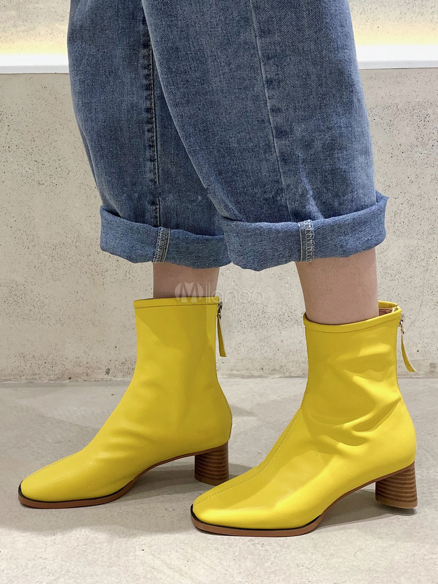 square toe low heel boots
