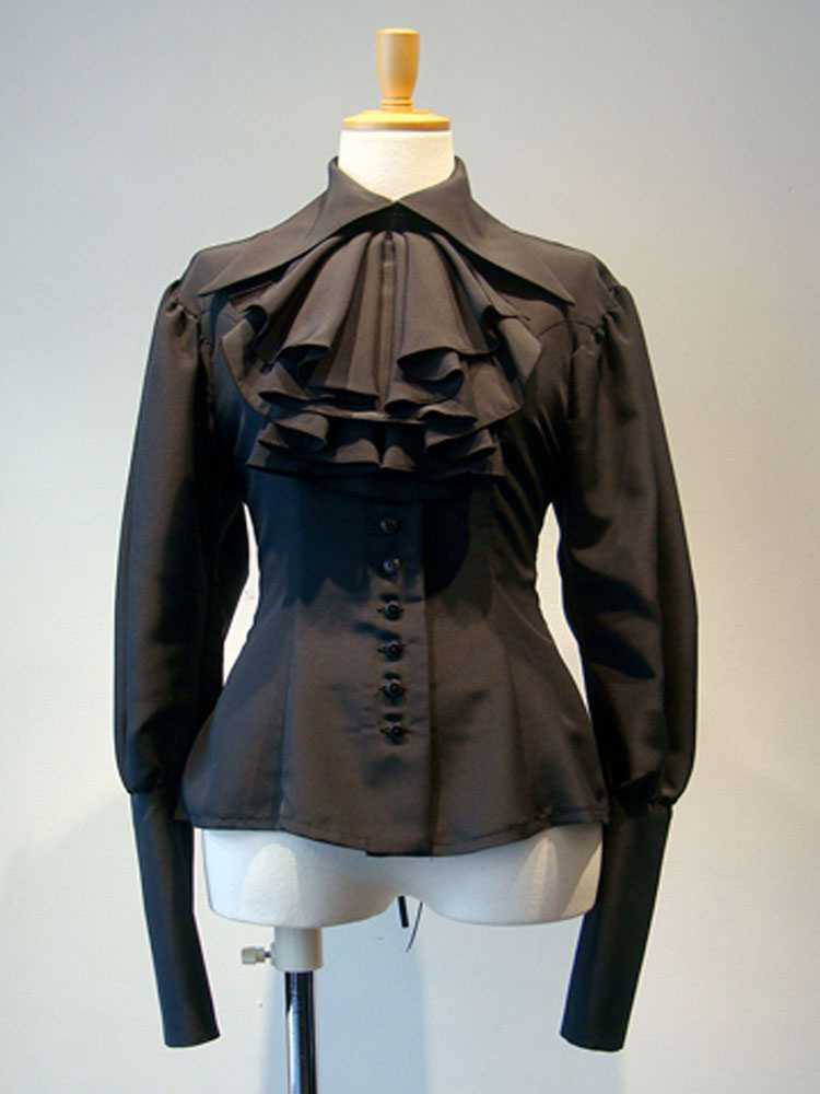 Gothic Lolita Blouses Black Long Sleeves Ruffles Lolita Top Lolita ...