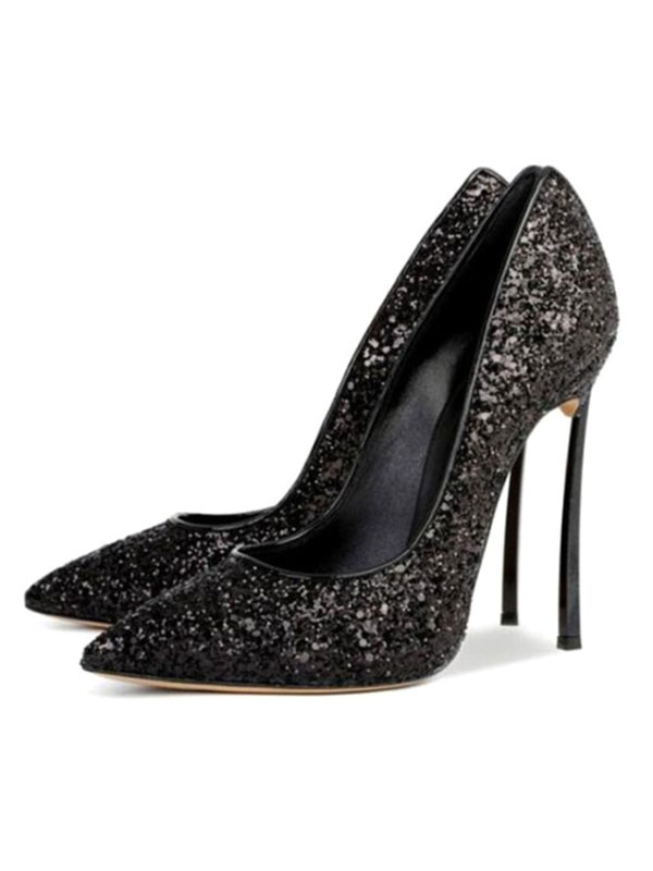 Zapatos de fiesta de tacón alto para mujer Bombas Zapatos de noche con punta dorada - Milanoo.com