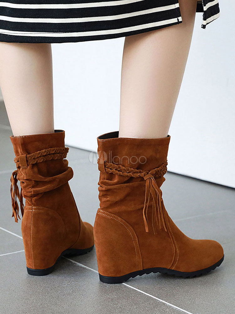 Bottes Cowboy Femme Taille 7M - Mi-Mollet En Daim Et Cuir, Occasion Très Bon État
