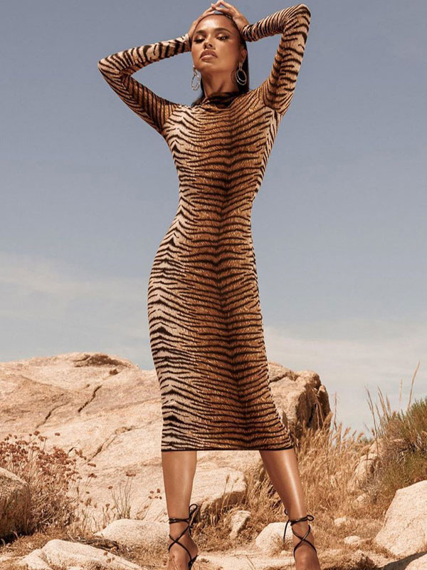tiger print bodycon dress