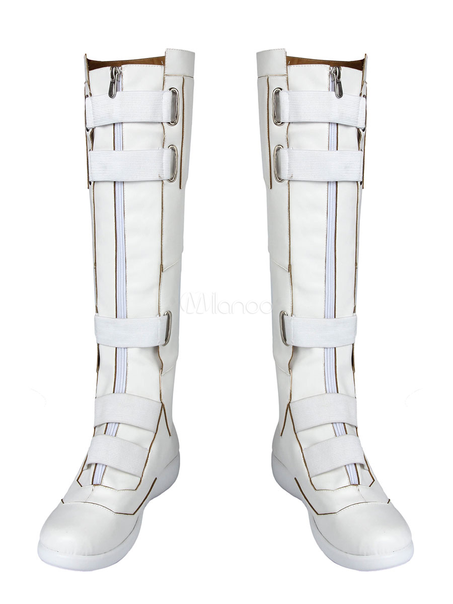 white boots with zipper