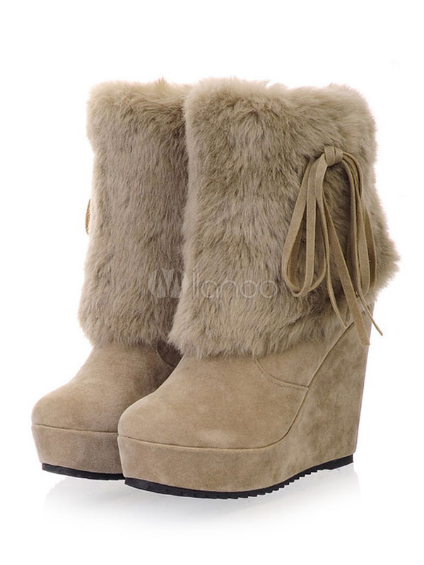 Women Fluffy Ankle Boots Suede 4.5 