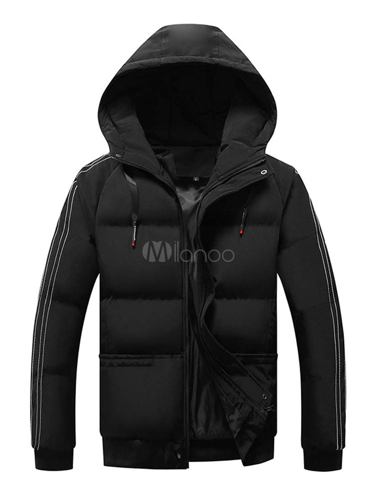 Men's Quilted Puffer Jackets Hooded Winter Outerwear - Milanoo.com