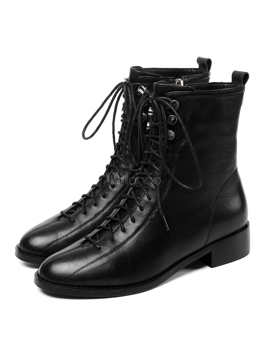 ankle boots with laces no heel