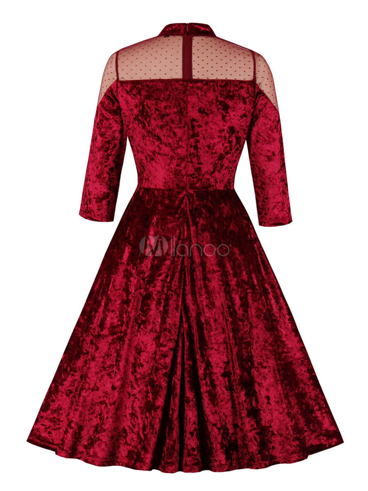 burgundy rockabilly dress