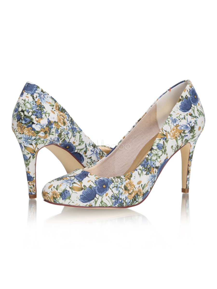 Buy > floral blue heels > in stock