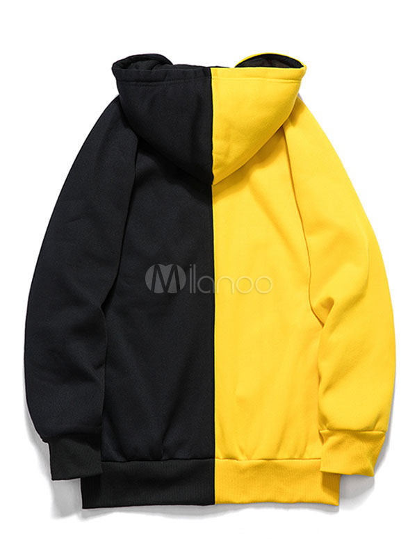 Men's Oversized Split Color Zip Through Hoodie - Milanoo.com