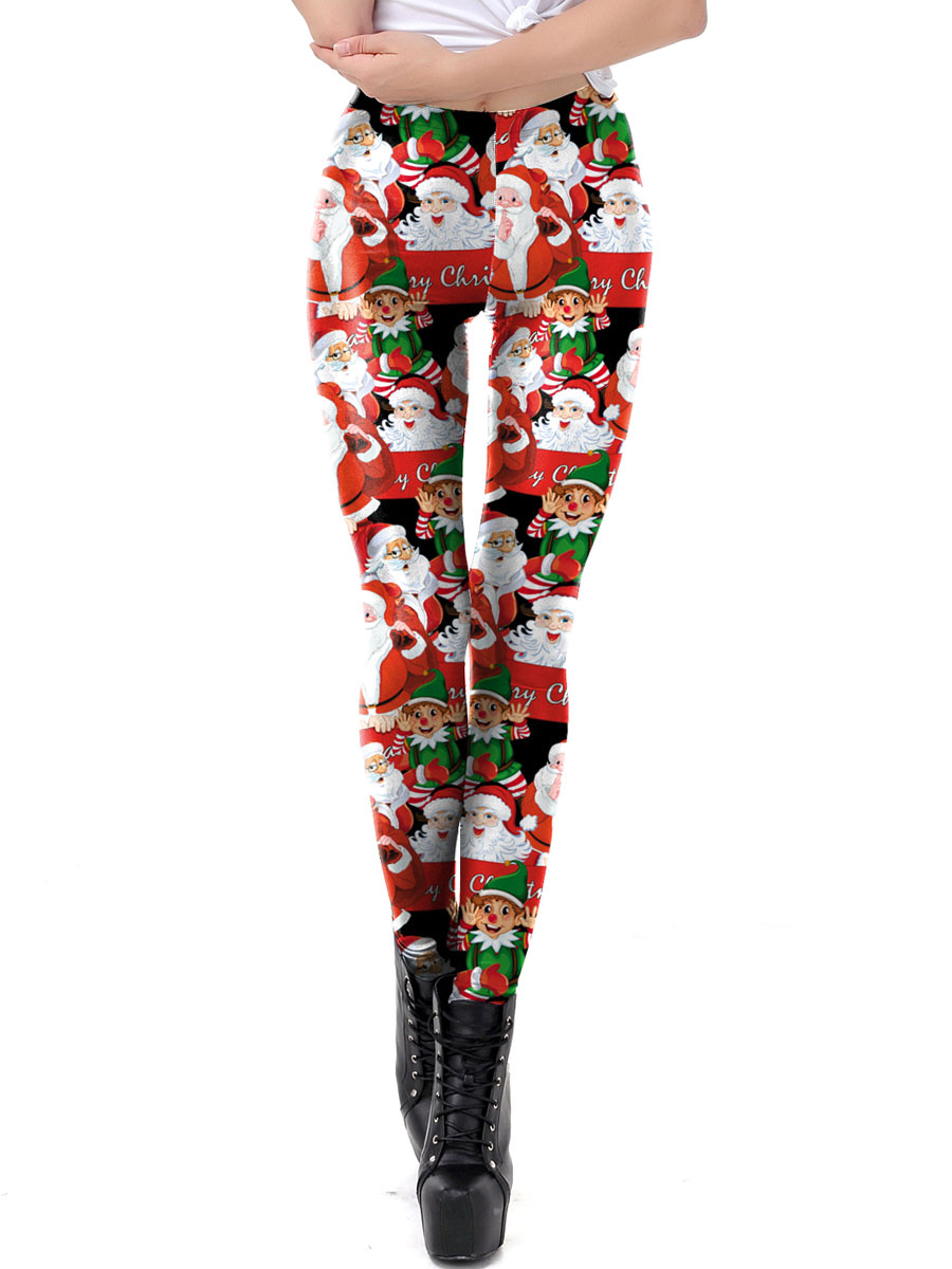 Costumes Costumes | Skinny Leg Pant Christmas Pattern Red Holidays Costumes For Women - MY01189