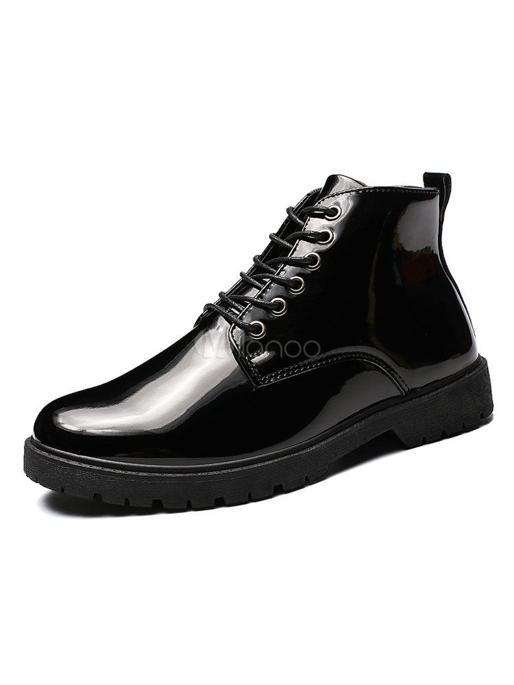 Botines con cordones de charol hombre - Milanoo.com