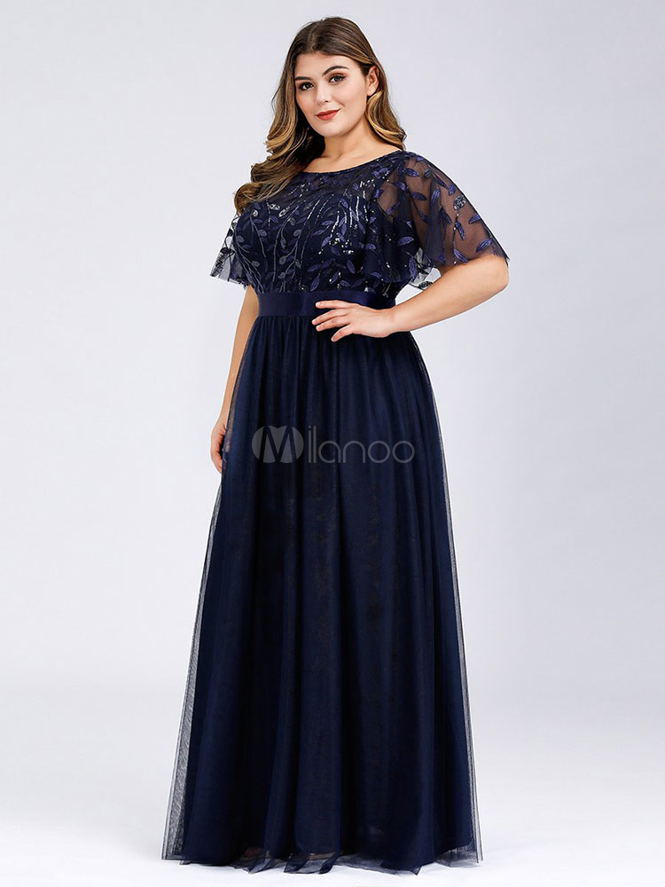 Prom Dress A Line Jewel Neck Chiffon Short Sleeves Floor Length