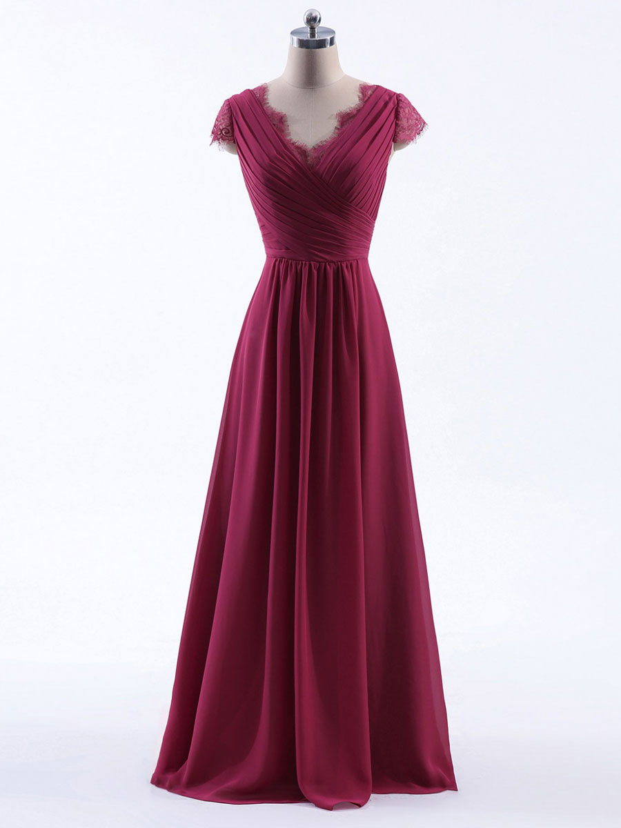 PAVERJER Abito Lungo Da Damigella Chiffon Verde Salvia Con Scollo A V E Spacco - Eleganza Per Matrimoni E Feste