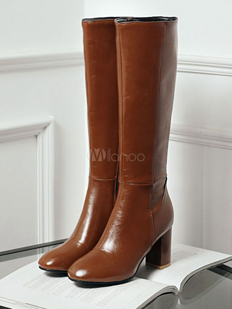wide calf knee high high heel boots