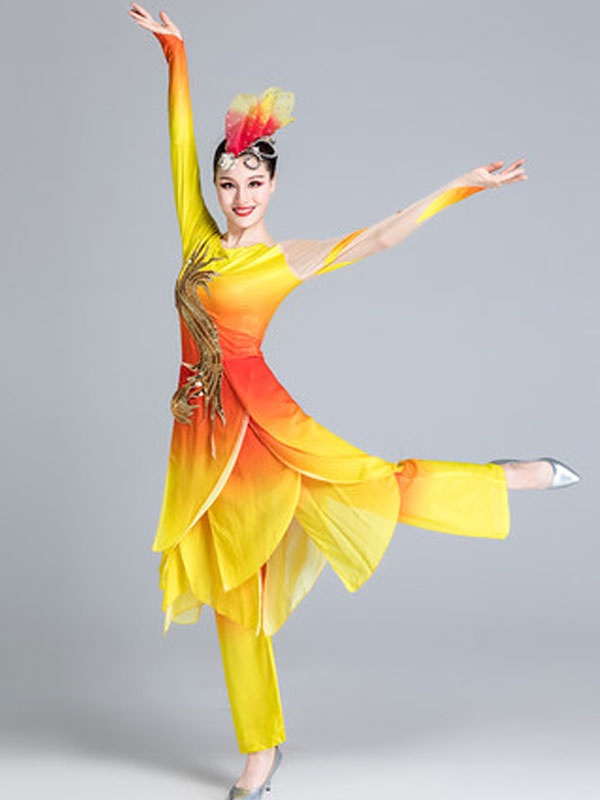 Costumes Costumes | Yellow Chinese Costumes Asian Dance Costume 2 Piece Outfit Carnival Costumes - SS82052