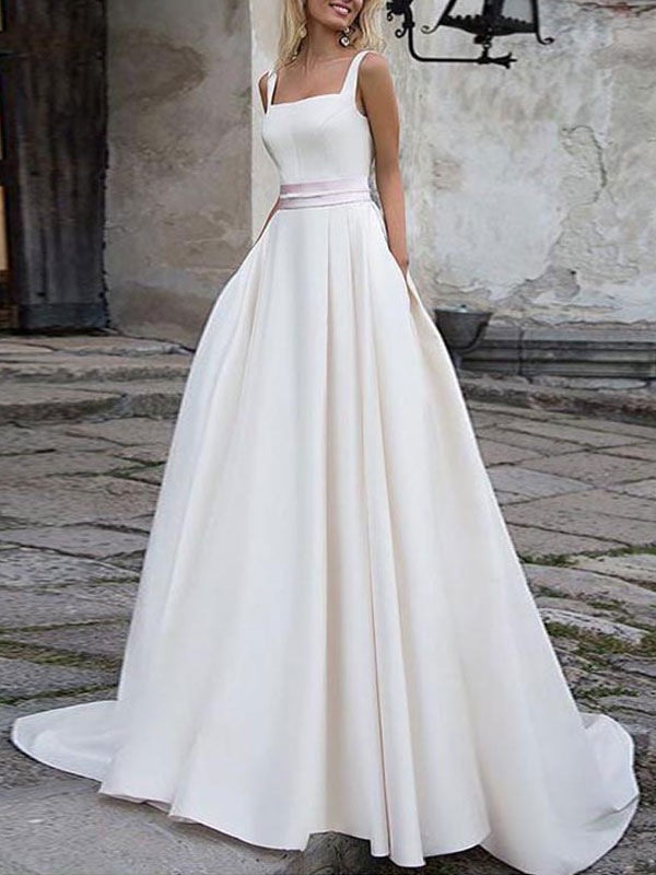 simple wedding dress satin
