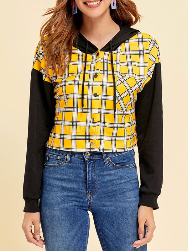 yellow checkered moletom com capuz