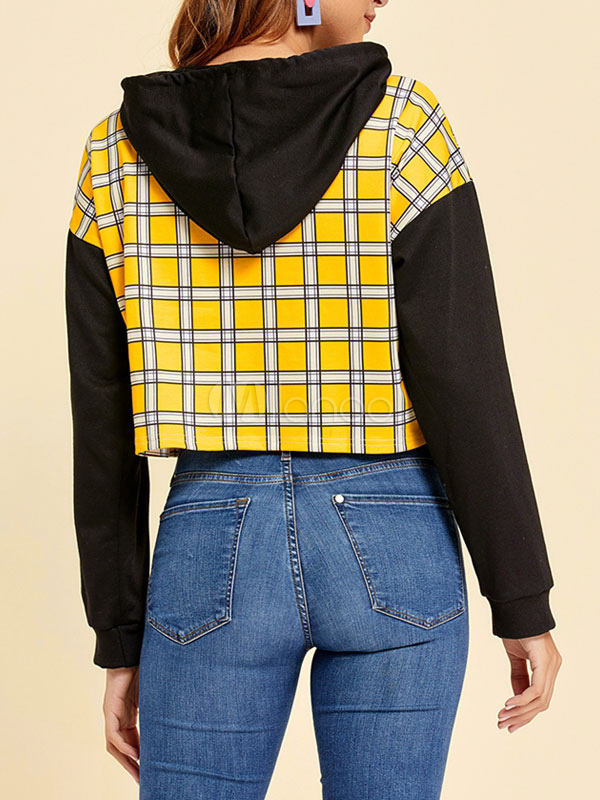 yellow checkered moletom com capuz