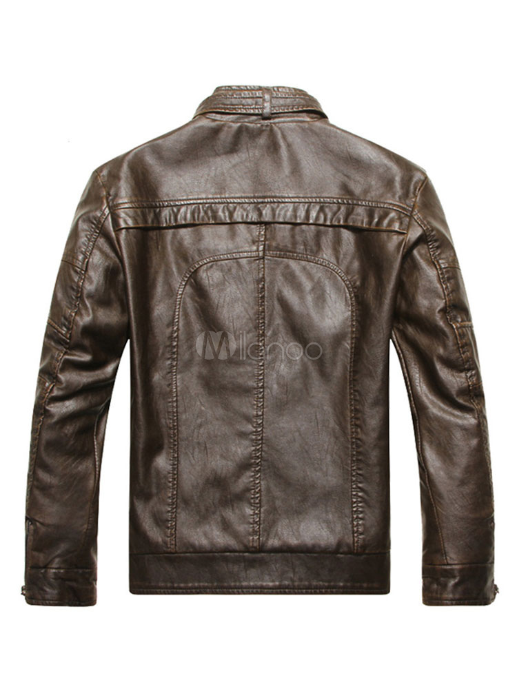 Leather Bomber Jacket For Men - Milanoo.com
