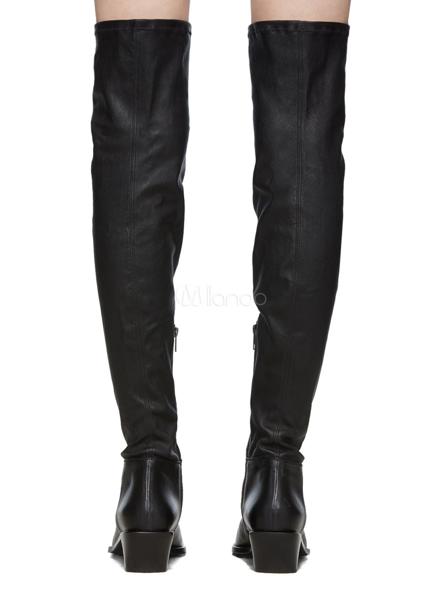 low block heel over the knee boots