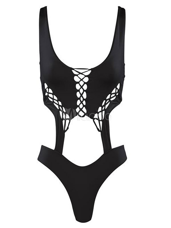Monokini Swimsuits For Women Yellow Cut Out Straps Neck Removable ...