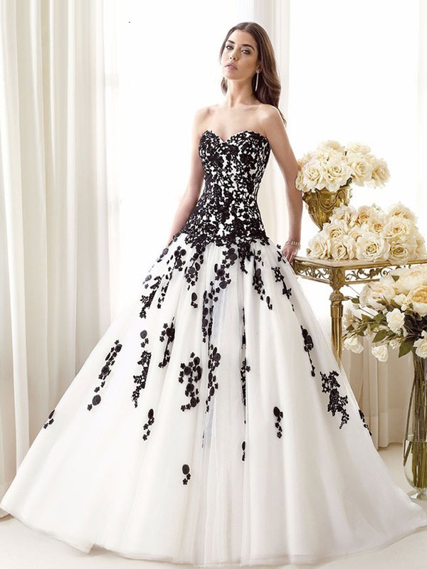 Weiß schwarz brautkleider in Brautkleider und