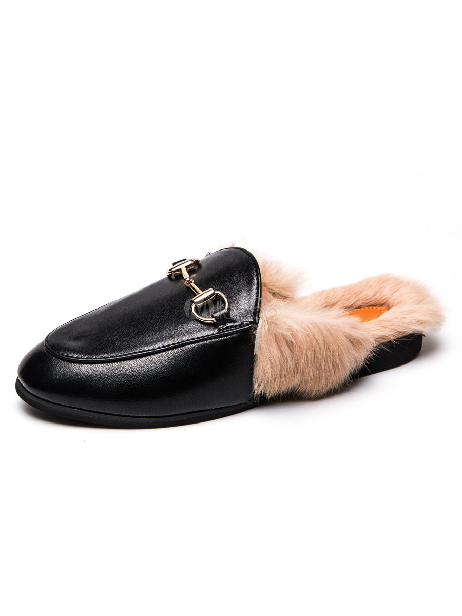 mens fur lined mules