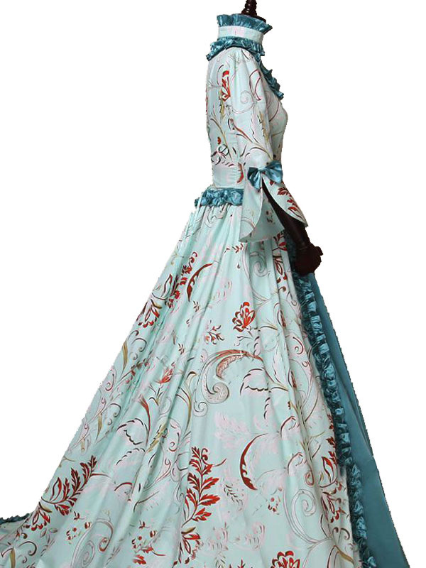 Costumes Costumes | Victorian Dress Costume Women's Light Sky Blue Rococo Retro Floral Print Marie Antoinette Victorian era Styl